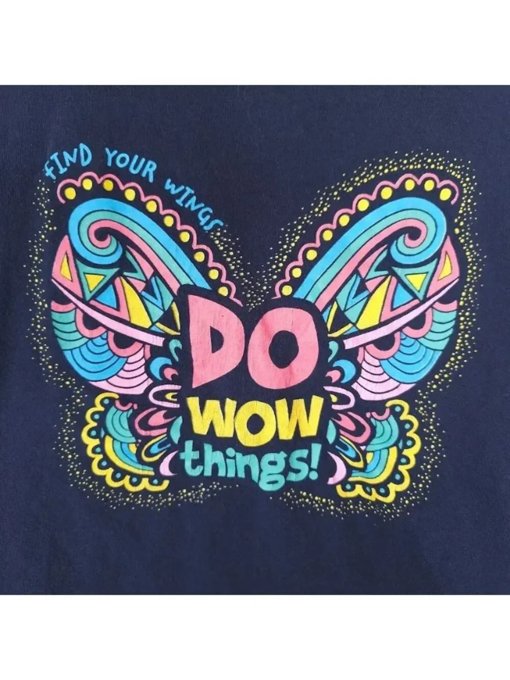 Find Your Wings T Shirt Youth Size Large Blue Girl Scouts Do Wow Things